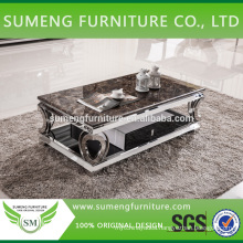 Made in French stainless steel frame marble top coffee table for sale